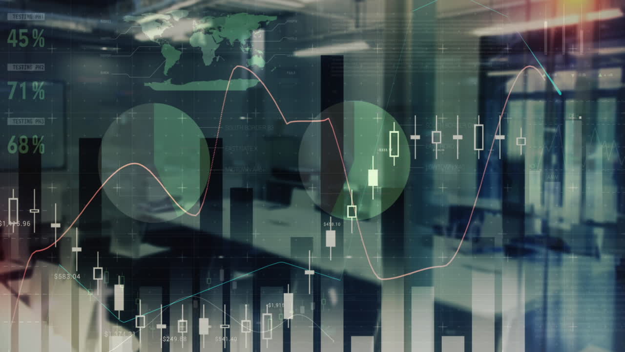 Animation of financial data processing over office