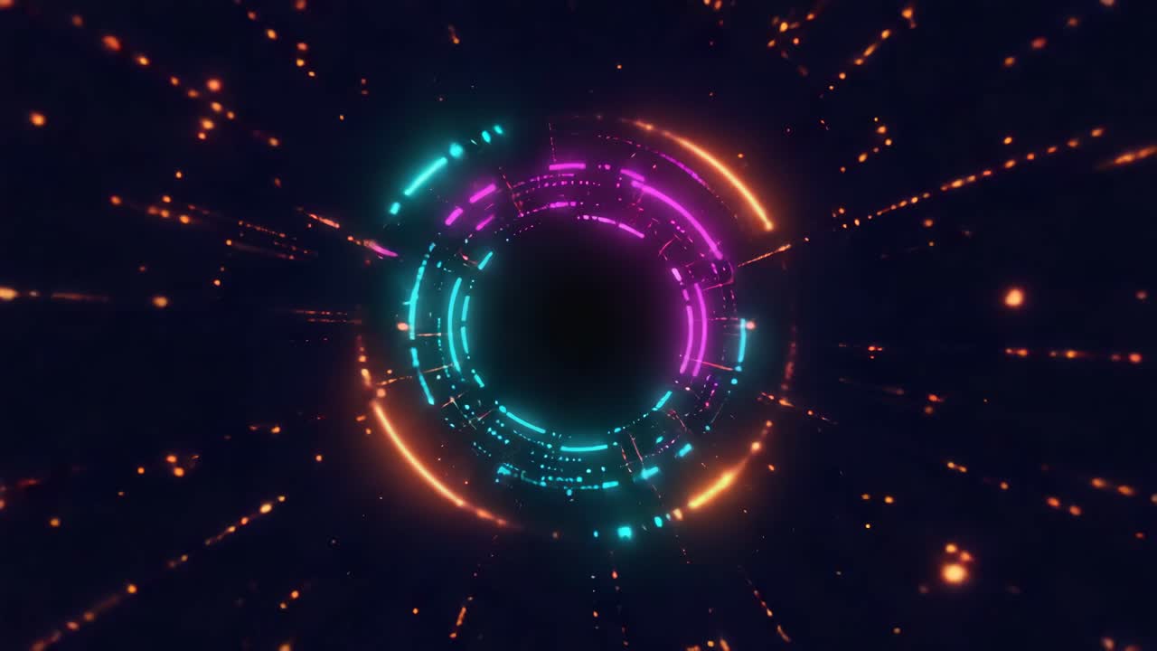 Abstract Futuristic Neon Tunnel