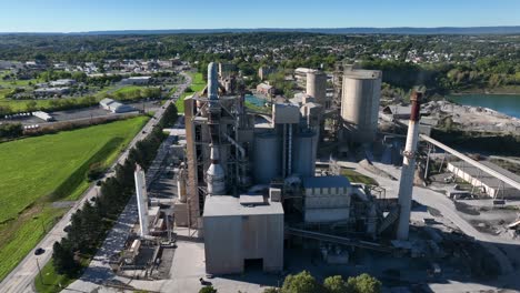 Aerial-orbit-of-stone,-rock,-gravel-mining-facility-and-operation-in-Nazareth-Pennsylvania