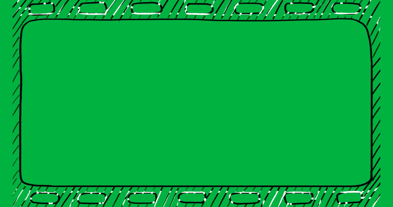 Black rounded rectangle featuring white patterned border remaining static on transparent background