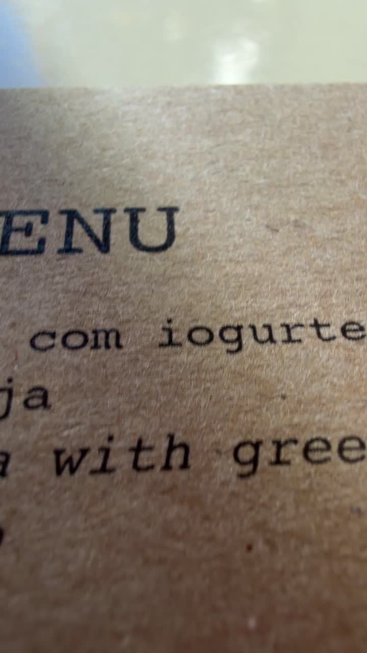Close-up Pan of a Rustic Menu with Food Items