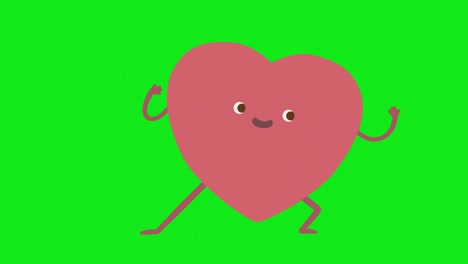 excited heart's moves cartoon animation with green screen background.