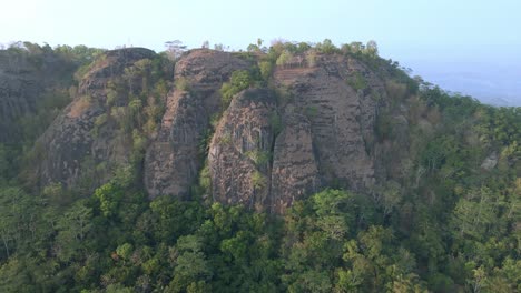 aerial view peak of prehistoric volcano pengangguran, indonesia