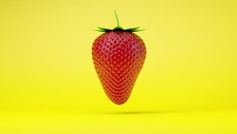 strawberry floating on yellow background