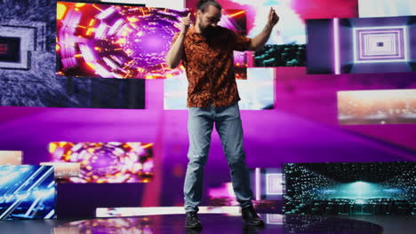 music influencer having fun dancing on beats for the party scene