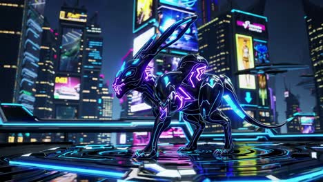 cyberpunk creature in a neon city