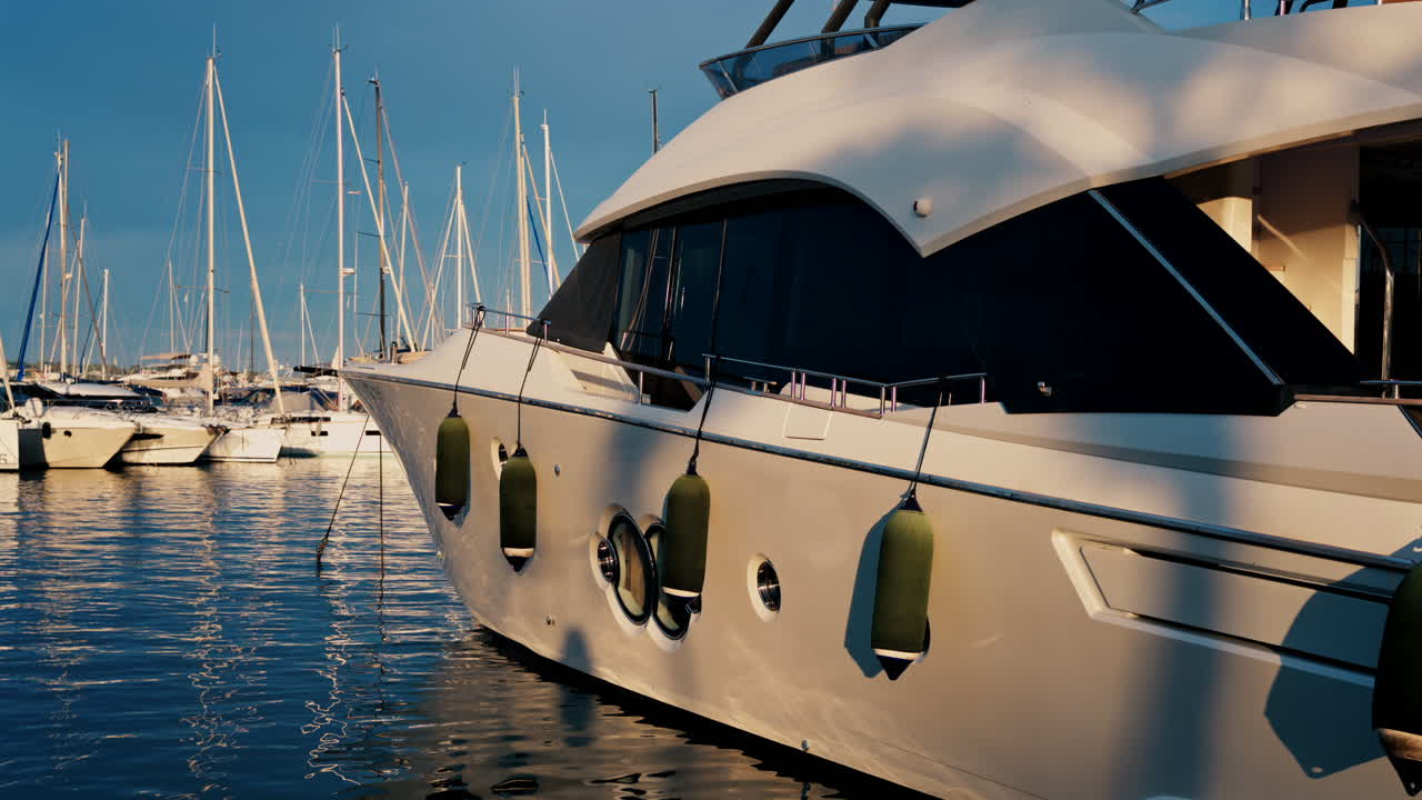 Multiple white boats docked in the Port Vauban in Antibes, France