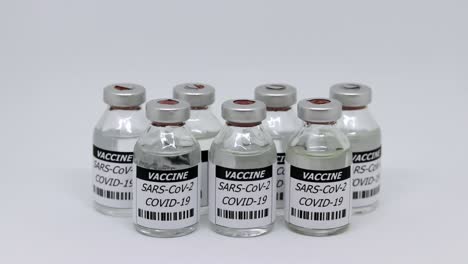 corona virus vaccine injection vials - medicine drug bottles - dolly-in shot