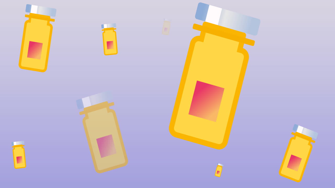 파란색 배경에 있는 알약 상자 아이콘의 애니메이션