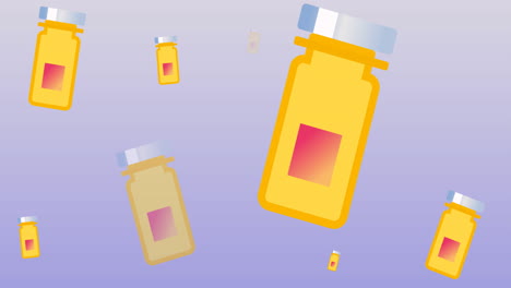 animation of box of pills icons on blue background