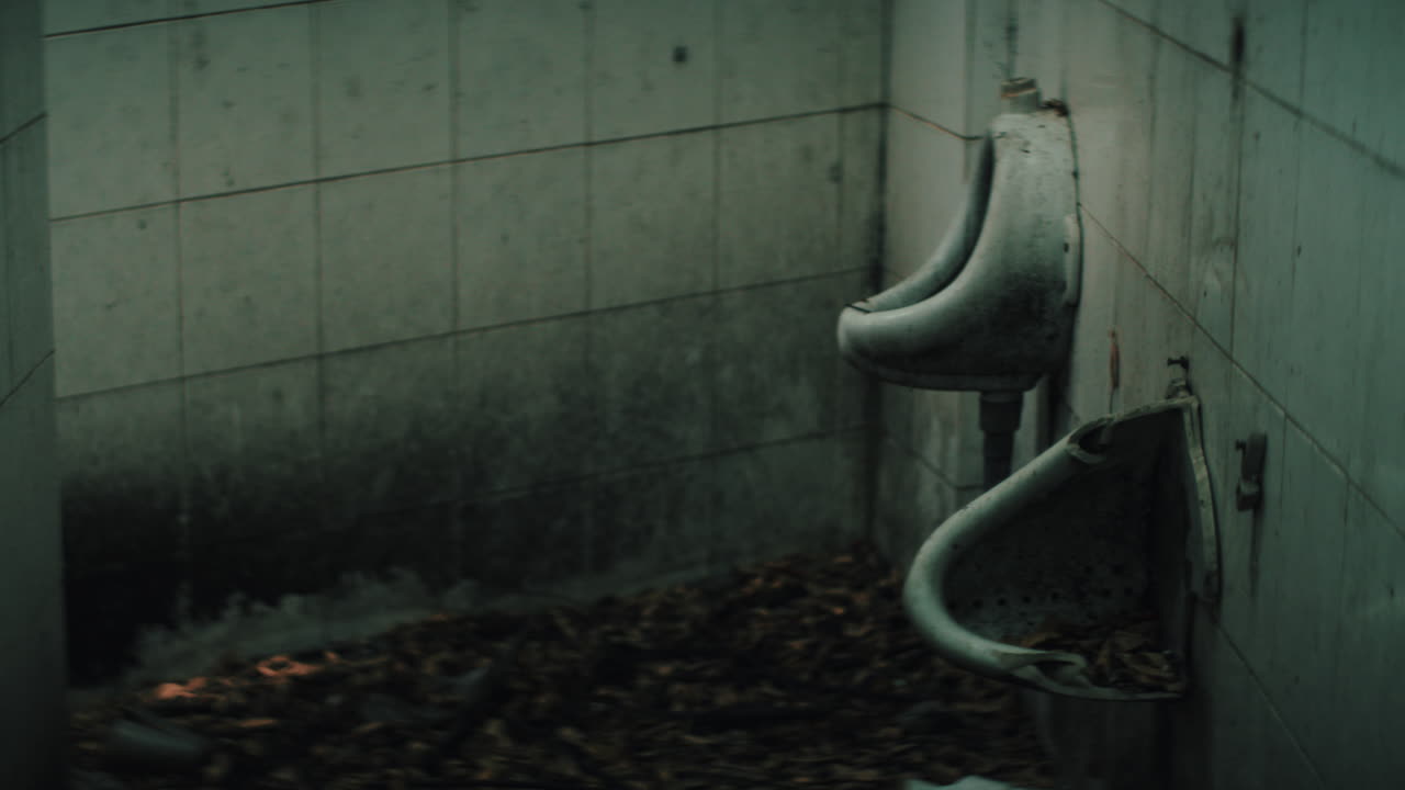 Abandoned Urinal in a Decaying Restroom