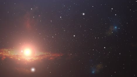 4k universe, a bright star moving in space