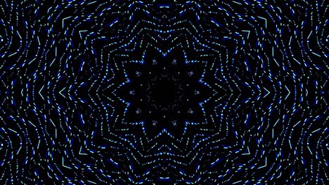 light wave abstract dots set blue color kaleidoscope black background