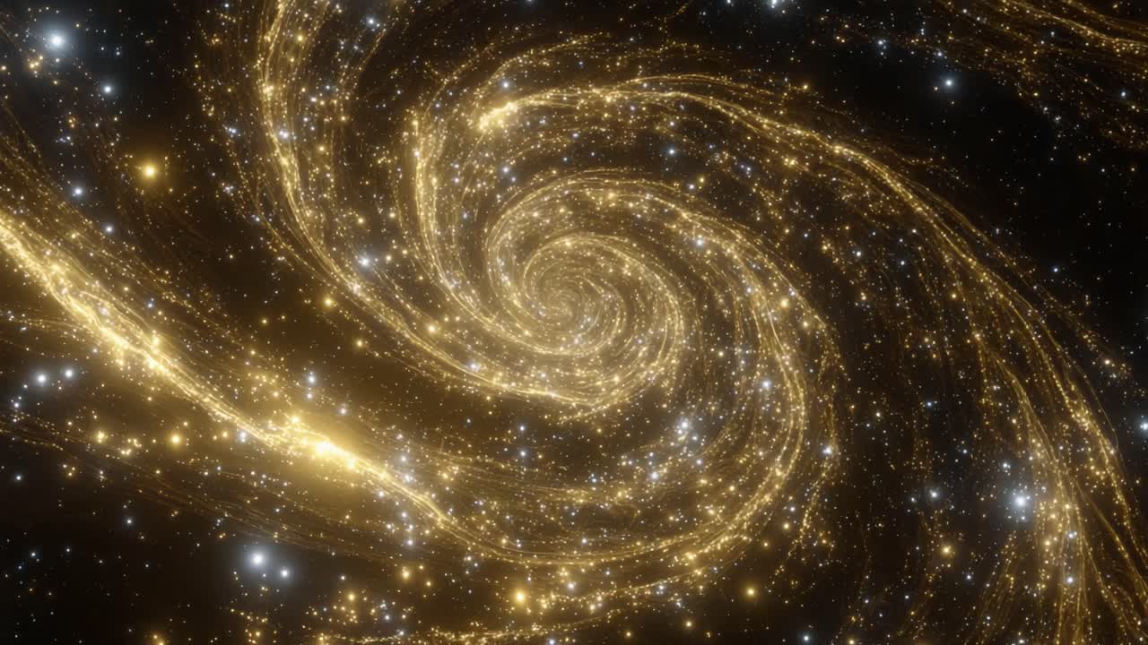 A Stunning Cosmic Dance: A Captivating View of a Spiraling Galaxy Illuminated by Twinkling Stars and Glittering Dust in the Depths of Space