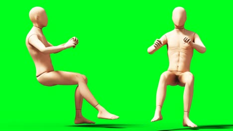 dummy, mannequin animation. phisical, motion blur. realistic 4k animation. green screen