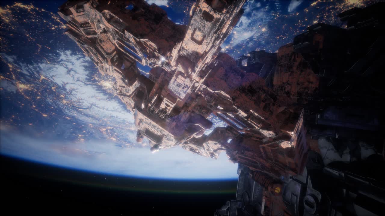 la nave espacial alienígena armada se acerca a la tierra