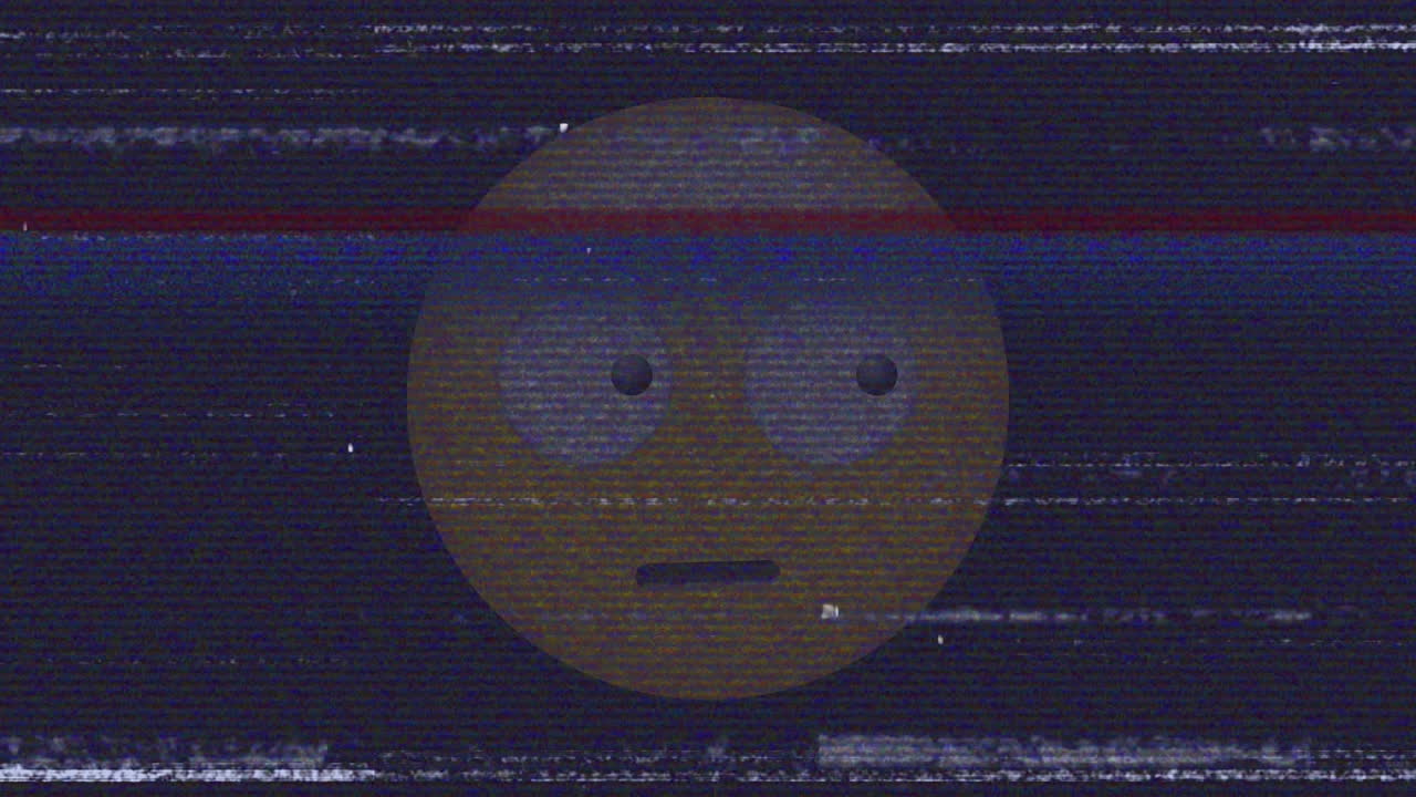 animación del icono de emoji asustado sobre los ruidos en la pantalla