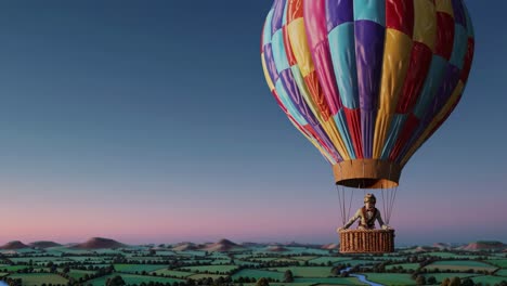 paseo en globo de aire caliente sobre un paisaje pintoresco