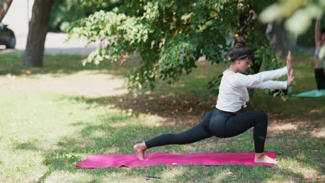 práctica de yoga en un parque