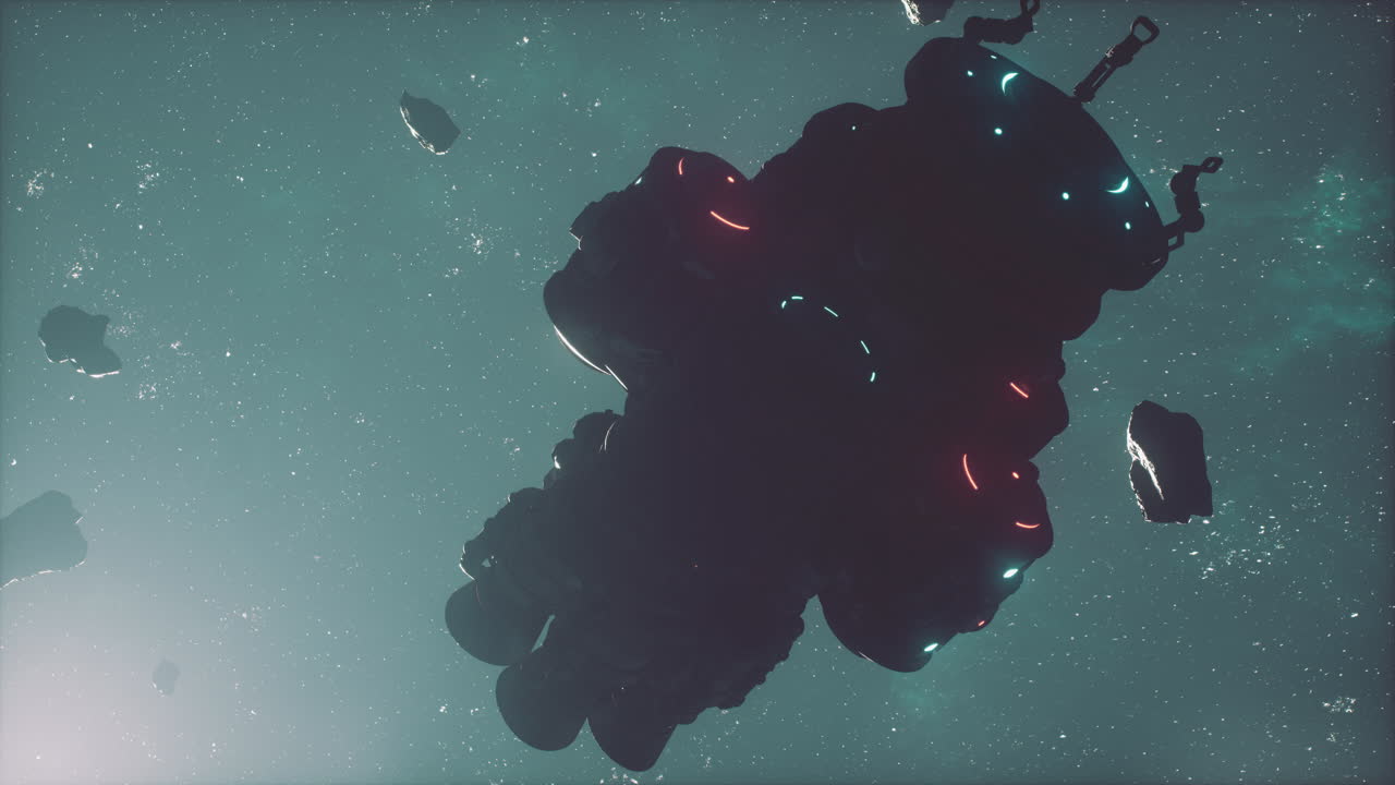 concepto futurista de una nave espacial en el universo oscuro