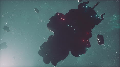 concepto futurista de una nave espacial en el universo oscuro