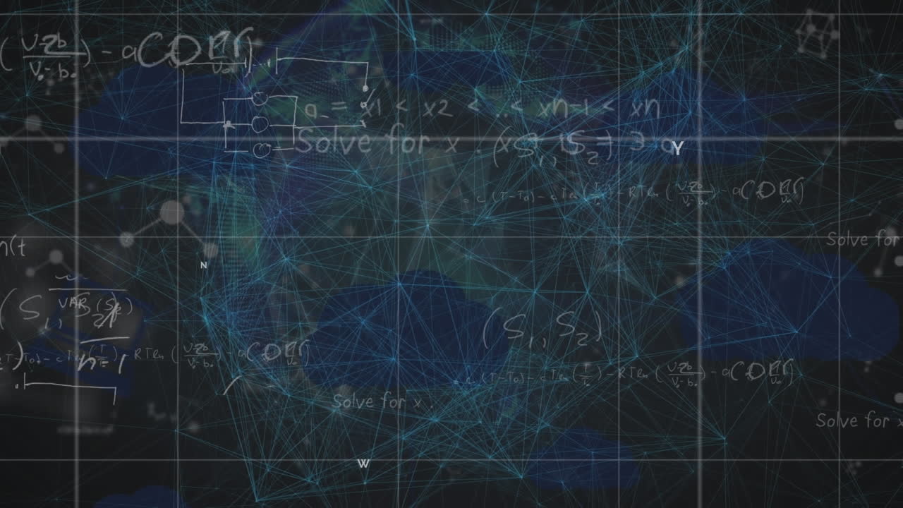 Animation of network of connections over mathematical equations