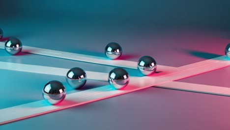 metallic spheres on intersecting lines with dual lighting