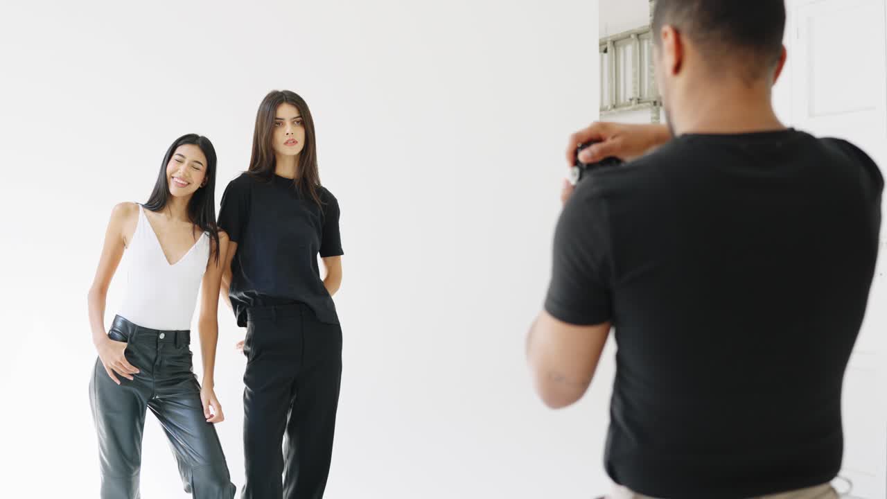 Fashion models during a photoshoot