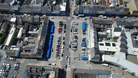 drone overview of the square dungarvan waterford parked cars and busy town centre ireland epic locations