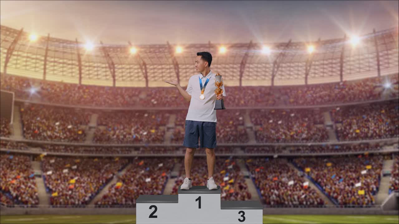 포디움에 있는 챔피언