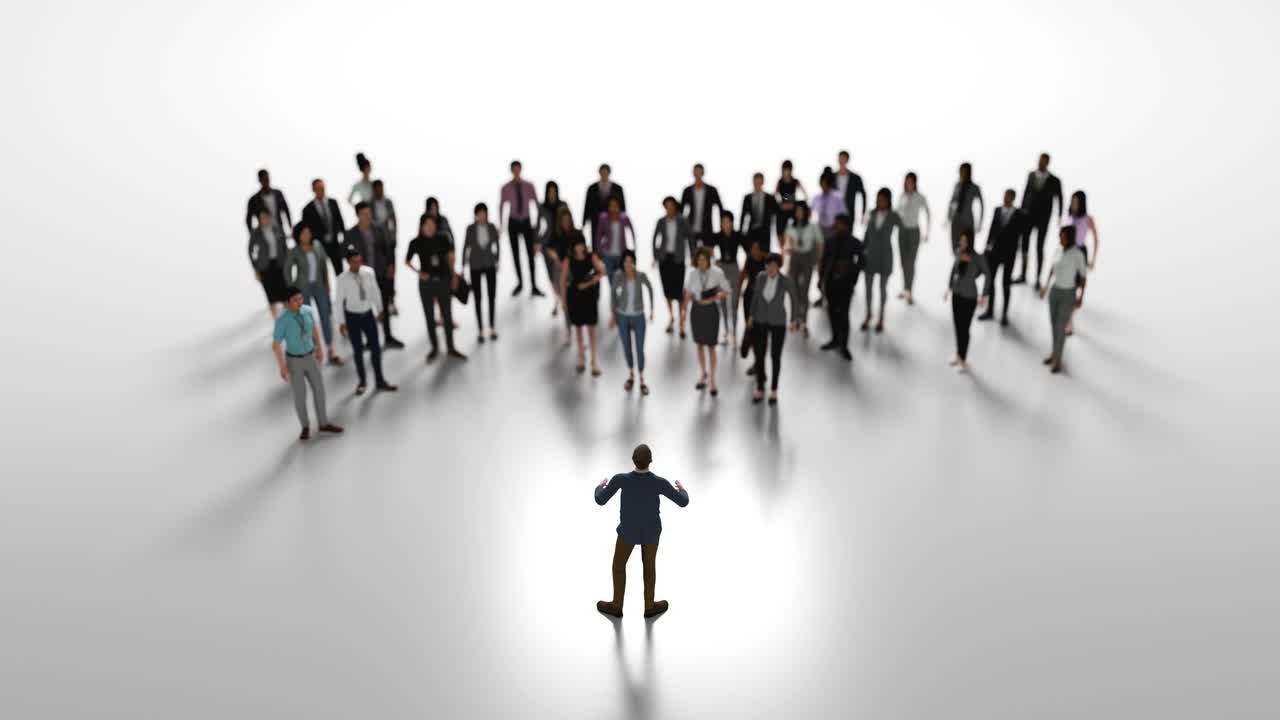 Leader che si rivolge a un gruppo di professionisti aziendali