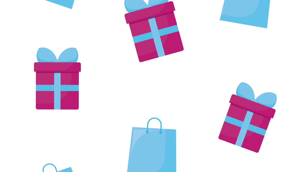 gifts and shopping bags pattern animation