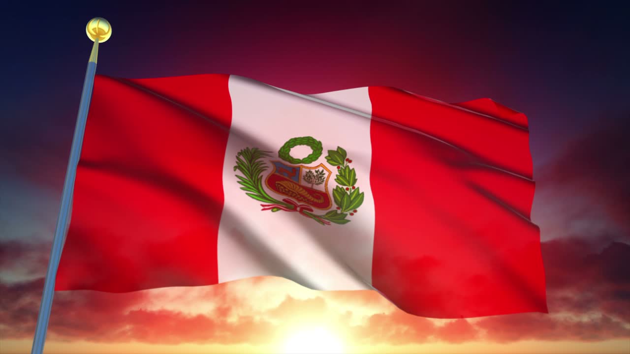 4k bandera muy detallada del peru en bucle
