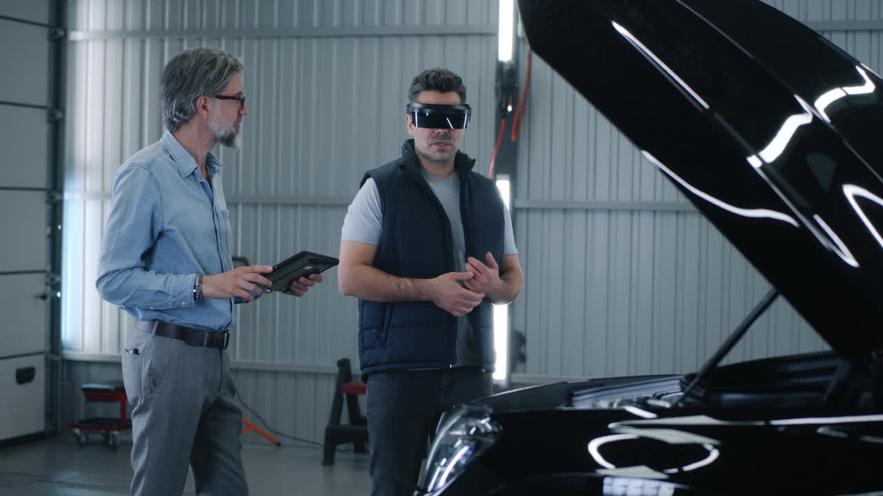 Mechanic in VR Headset and Manager Together