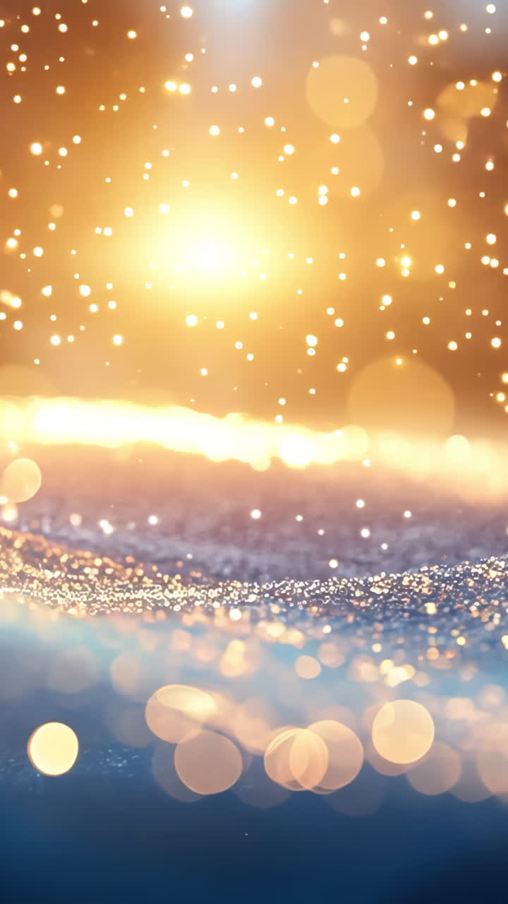 A snowy landscape with a bright sun shining through the snow. The sun's rays create a warm and inviting atmosphere