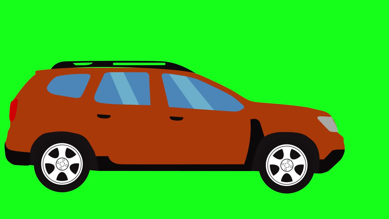Animazione di auto in movimento, chroma key su schermo verde, elemento grafico sorgente