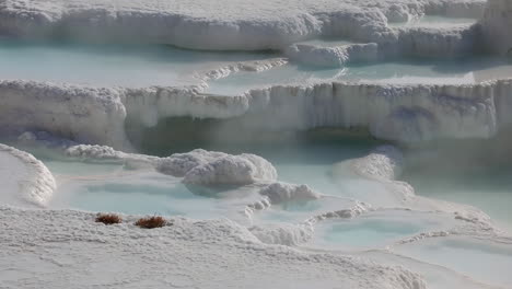 pamukkale travertines: white terraces with turquoise thermal pools in turkey