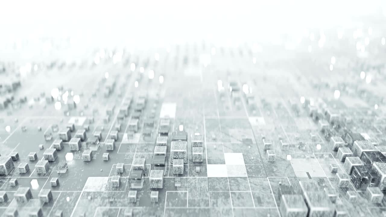 미래 기술: 큐브의 매트릭스 루프 가능한 3d 렌더링 애니메이션