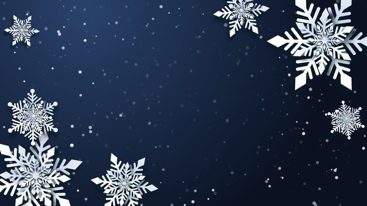 Christmas animate wallpaper with decorated snowflake paper cut dark blue background Happy New Year. Loop motion graphic.