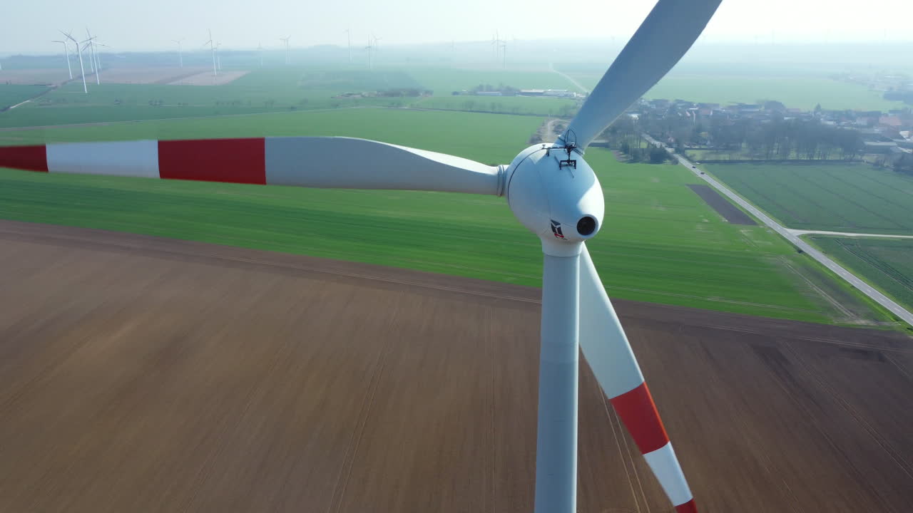 Aerial View of Wind Turbine in a Wind Farm