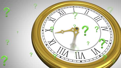 animación de signos de interrogación sobre el reloj