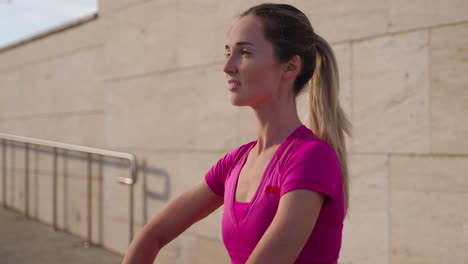 woman stretching outdoors