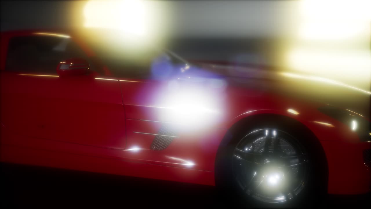 coche deportivo de lujo en un estudio oscuro con luces brillantes