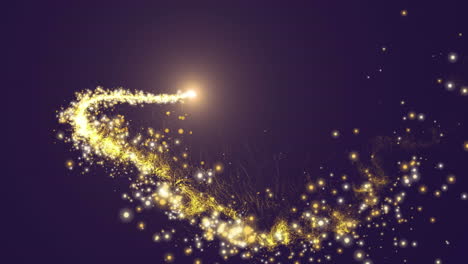 animación de una estrella fugaz amarilla brillante sobre un fondo negro