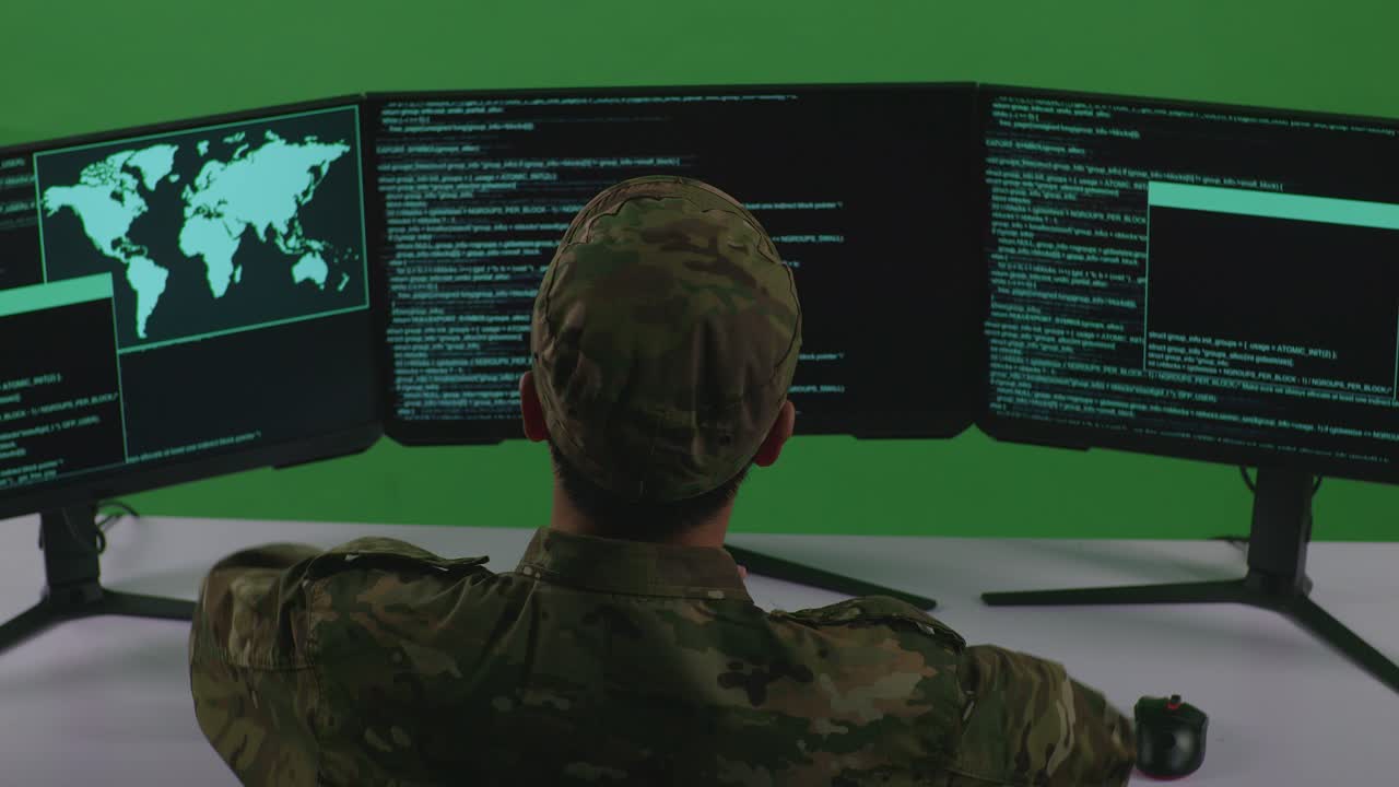 Military Personnel at a Computer Station
