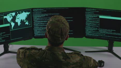 personal militar en una estación de computadoras