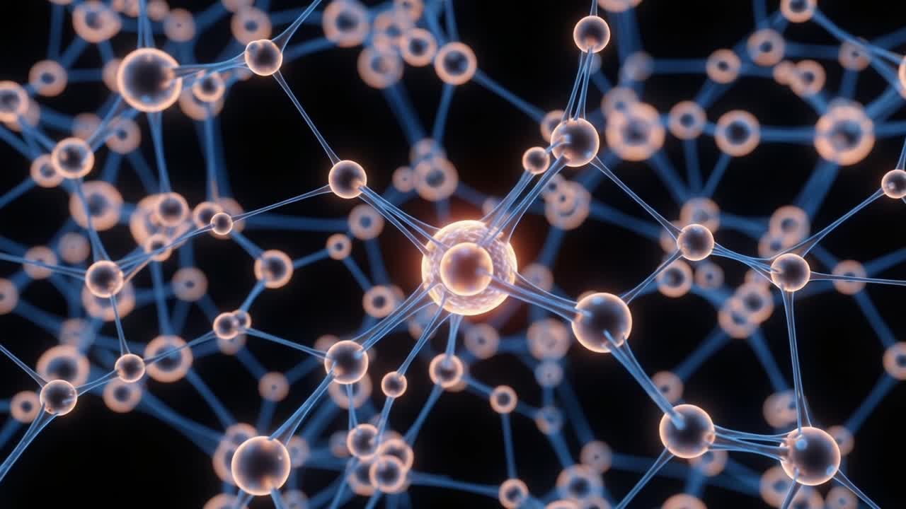 Intricate Visualization of Molecular Structures Illustrating the Complex Interactions in Atomic Bonds and Connections Between Particles and Atoms in Science