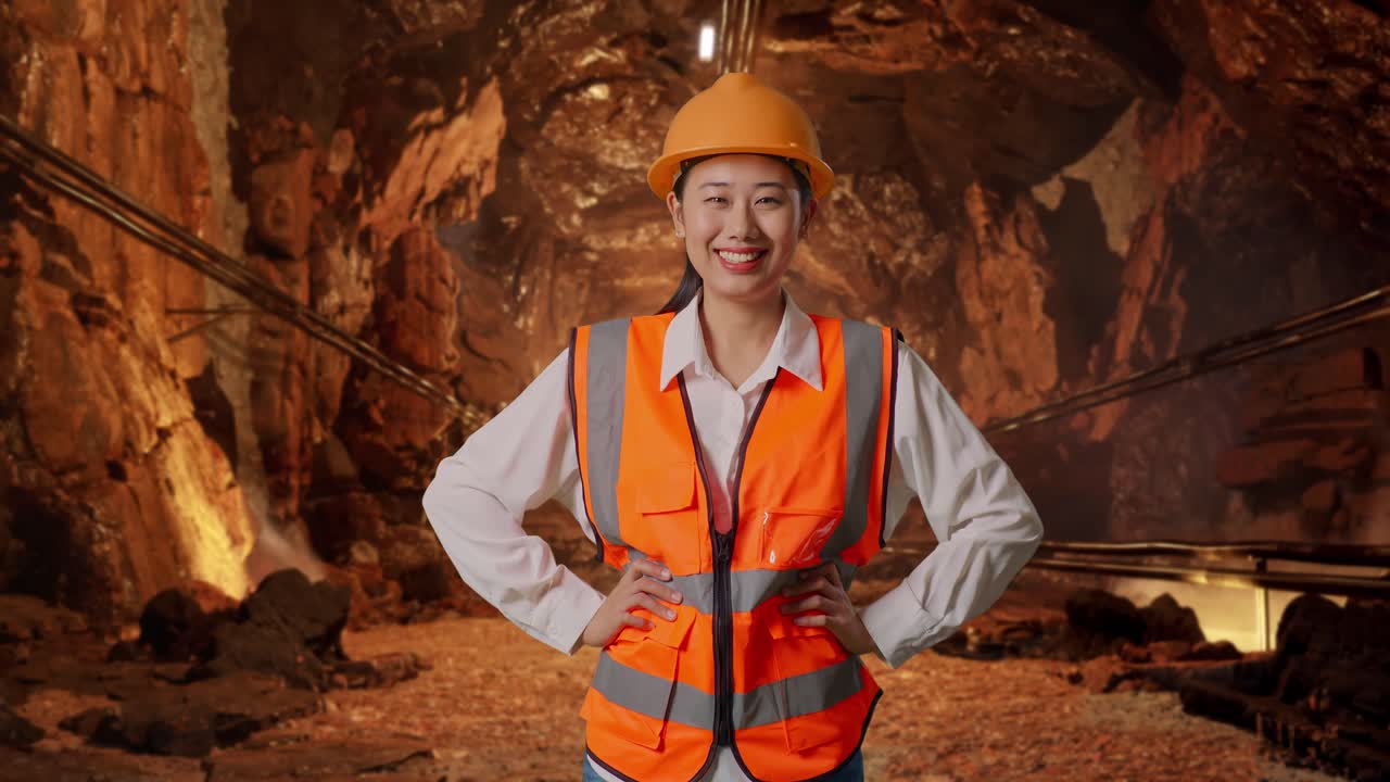 Female Engineer in a Mine Tunnel
