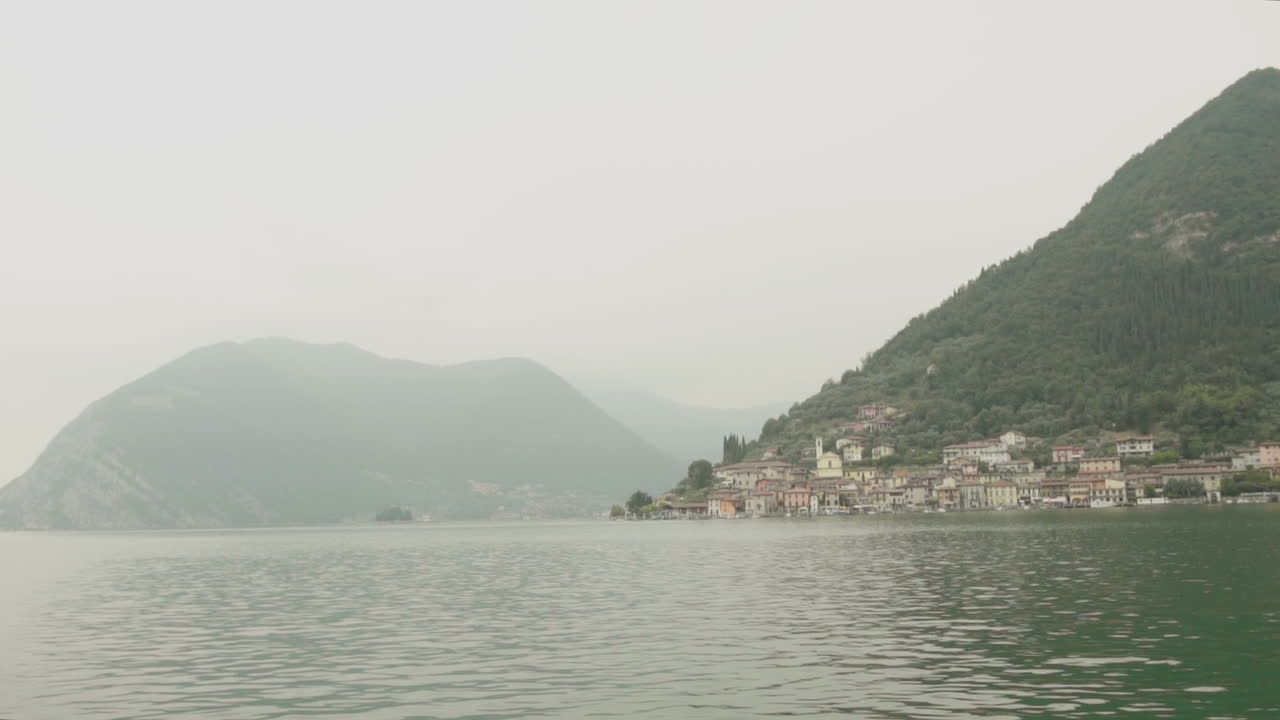 Lake In Italy with Misty Landscape