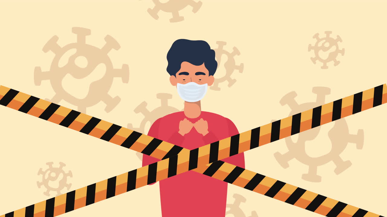 마스크를 착용하고 사회적 거리를 유지하는 사람